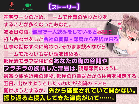 「巣ごもりリモート監禁SEX 在宅ワークのストレスで脳がバグった同僚の男が侵入してきて膣イキするまで強制性交」のサンプル画像3